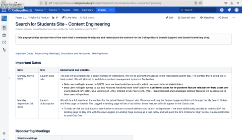 Project Management One-Stop Shop Confluence Site